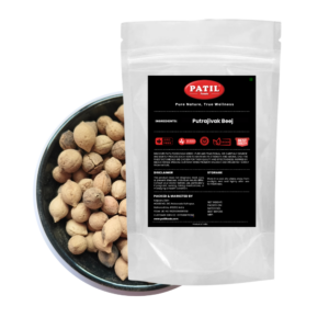 Putrajivak Seeds Whole in black bowl – Patil Foods Herbs