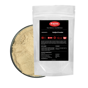 Standup pouch with bowl of Hadjod powder showing natural herbal product