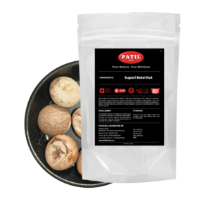 Patil Foods Whole Supari Betel Nut FSSAI certified natural dried areca nut from India in standup pouch with bowl