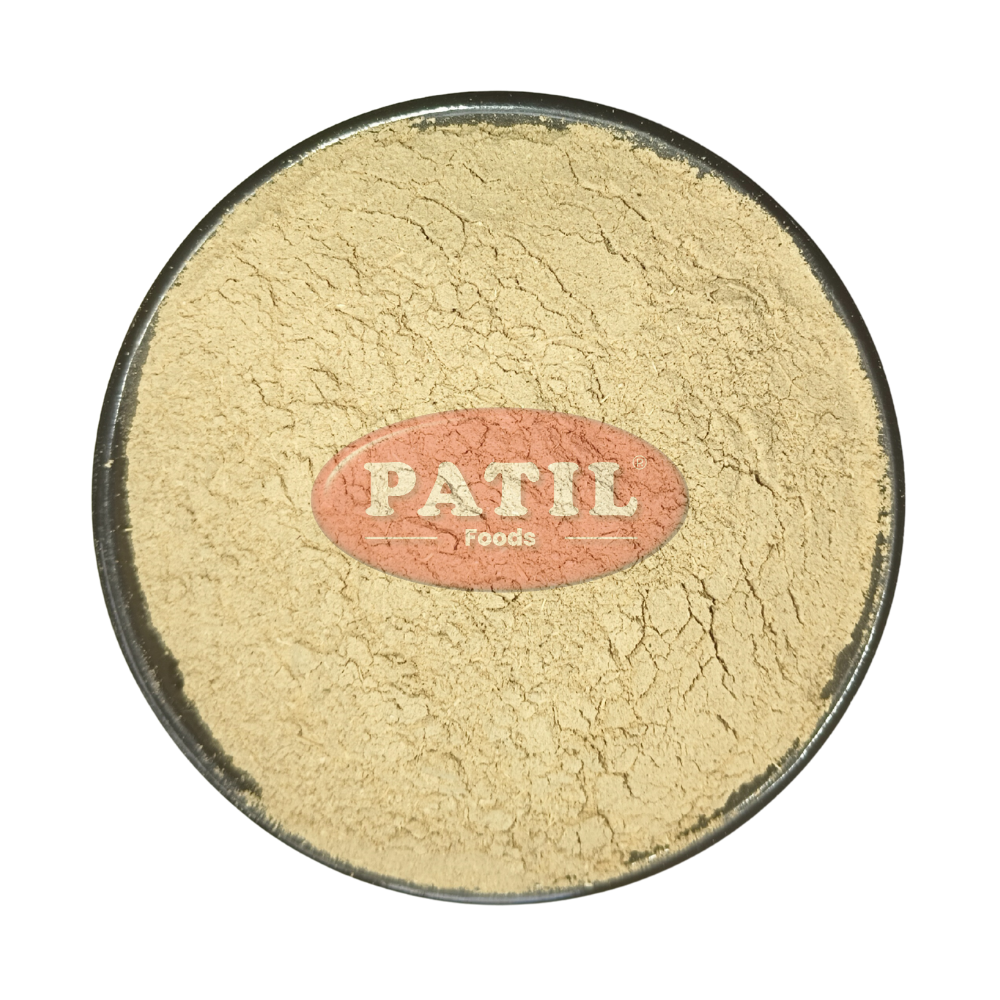 Closeup of Indrayan root powder showing fine texture and natural earthy color