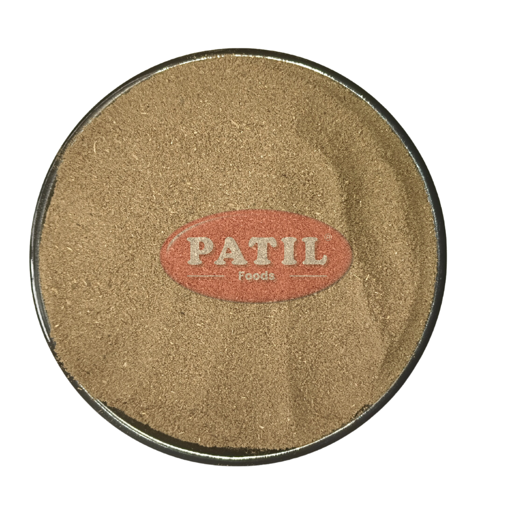 Close-up texture of pure Tagara root powder showing fine consistency and natural color, Patil Foods quality