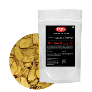 Patil Foods freeze-dried jackfruit chunks in standup pouch and bowl, FSSAI certified authentic Indian superfruit